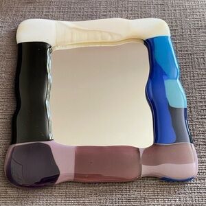 Small Mirror Wall Hanging Hand Crafted Fused Art Glass